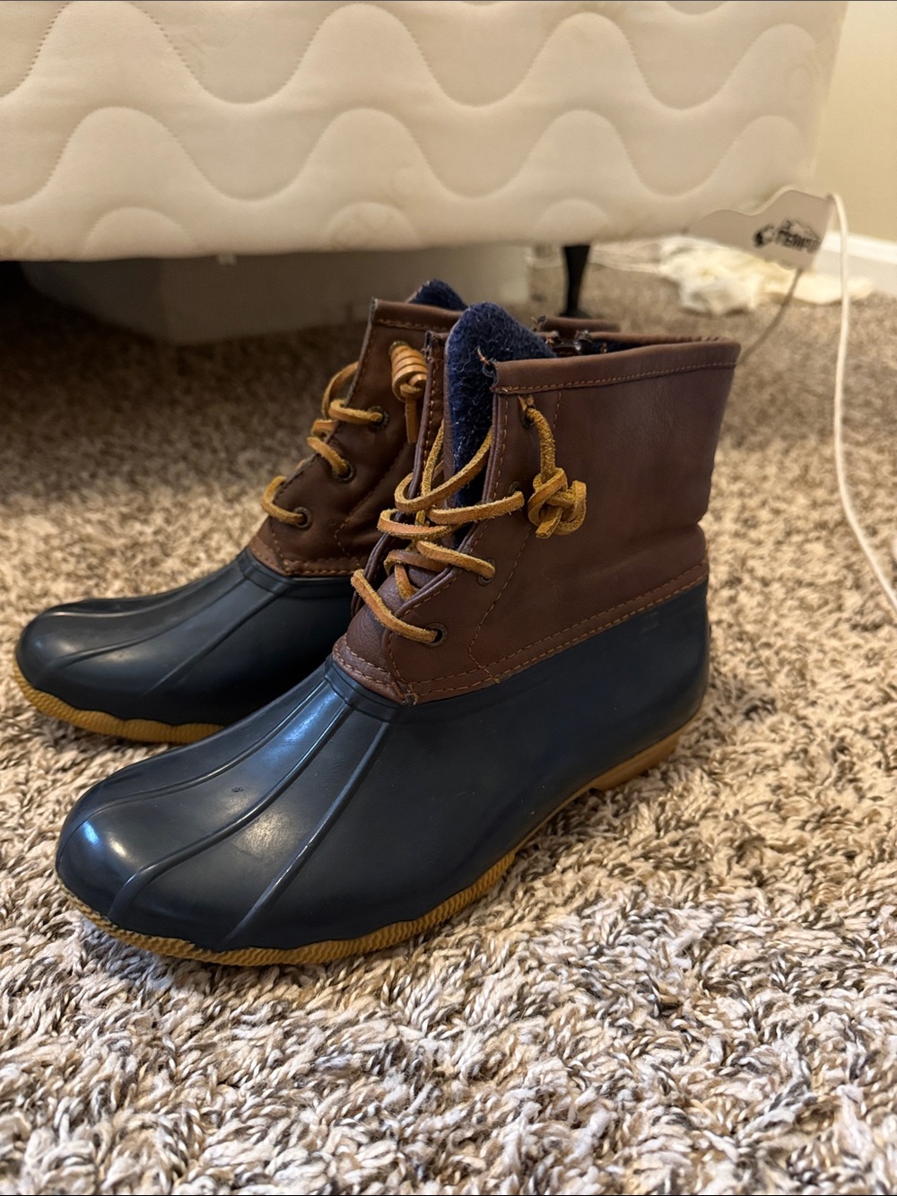 Sperry Kids Navy and Brown Waterproof Duck Boots - Picture 2 of 4